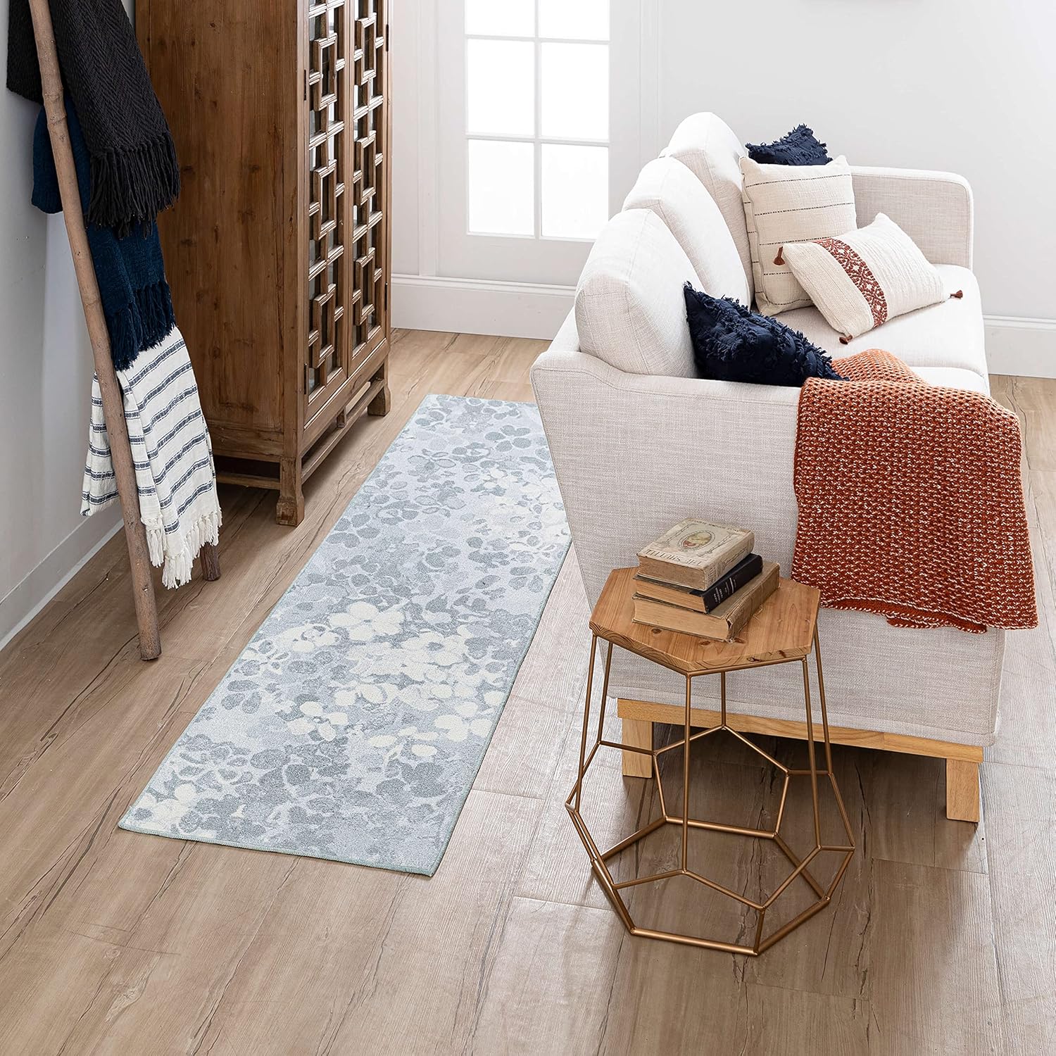 Mohawk Home Radiance Transitional Abstract, Floral Gray 2' x 8' Area Rug Perfect for Living Room, Dining Room, Office