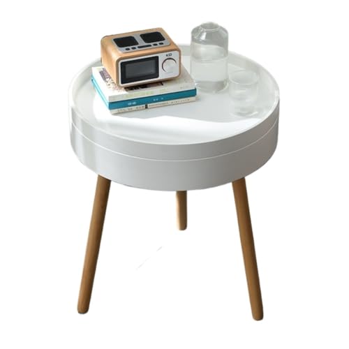 Side Tables Living Room Side Table, Corner Table, Living Room, Wooden Storage Side Table, Nordic Sofa, Small Round Table, Coffee Table Table(White)