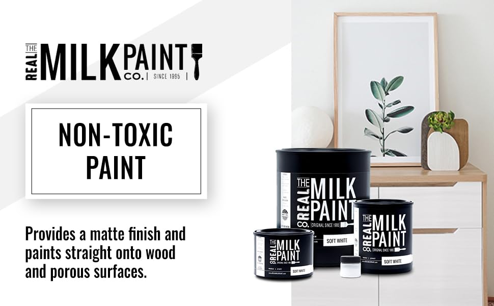 Real Milk Paint, Wood Paint for Furniture, Matte Paint for Cabinets, Walls, Brick, and Stone, Water Based Organic, No VOC, Pearl, 1 Gallon