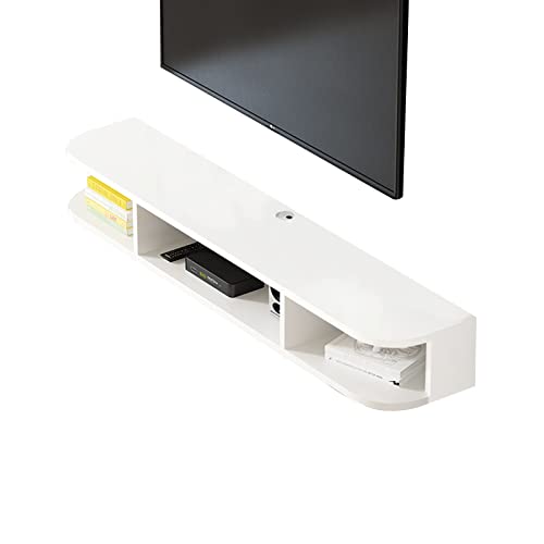 Floating TV Stand Cabinet Wall Mounted Tv Unit Floating Tv Stand Wall Mounted,Floating Tv Shelf,Wall Mounted Tv Multimedia Storage Shelf Unit,Set-Top Box Shelf for Living Room Bedroom