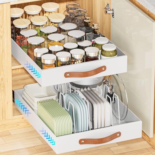 OVICAR Pull Out Cabinet Drawer - Adhesive Slide Out Organizer, 13.8