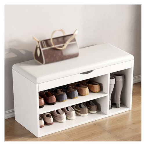 Shoe Bench Storage Bench,Shoe Bench with Padded Seat Cushion, Hallway Shoe Bench, Shoe Rack, Shoe Cabinet, for Entryway, Living Room, Bedroom Shoe Bench with Seat(White)