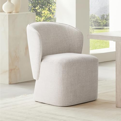 Casters Morden Upholstered Fabric Armless Chairs for Dining Room, 33.1'''H, Light Gray
