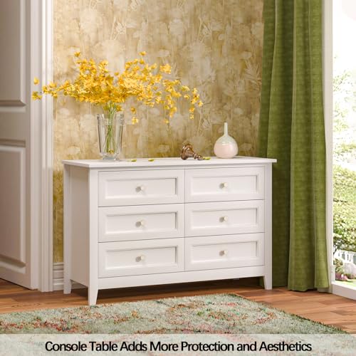 Solid Wood Spray-Painted Buffet Sideboard Cabinet, Kitchen Storage Cabinets with Retro Round Handle and Birch Legs, Buffet Table Coffee Bar Wine Bar Storage Cabinet for Living&Dining Room