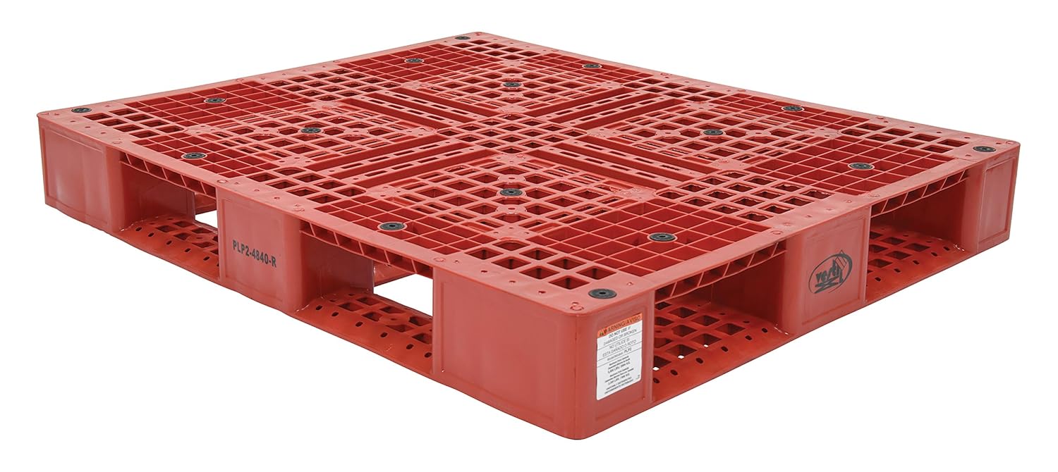 Vestil PLP2-4840-RED Red Polyethylene Pallet with 4 Way Entry, 6600 lbs Capacity, 39.5