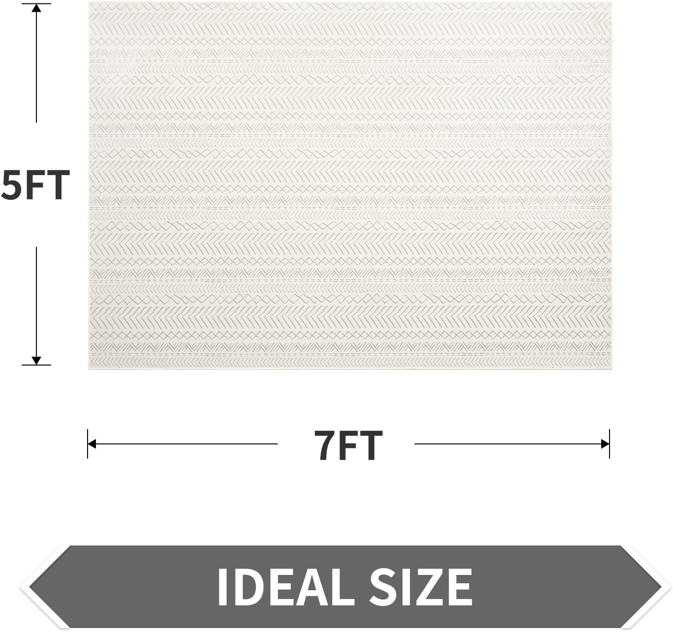 AMOAMI-Washable Area Rugs 5x7-Boho Cream Rugs for Living Room Machine Washable-3D Rugs for Bedroom-Non Slip Floor Rug-Moroccan Washable Rugs for Bedroom Dining Room