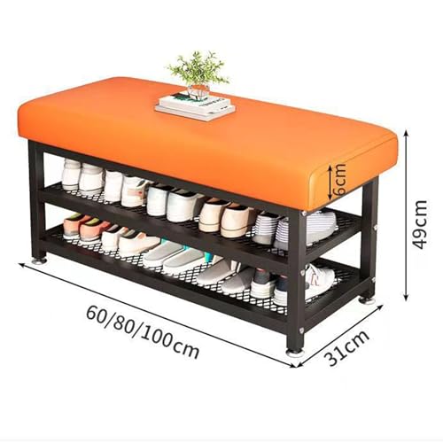 Shoe Rack Bench Storage Shelf with Cushion Upholstered Padded Seat, Shoe Organizer, Ideal for Entryway Bedroom Living Room Hallway Garage Mud Room, Holds Up to 350 lb
