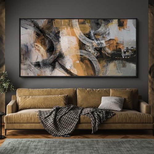 KLAKLA Wall Art for Living Room & Office - Modern Abstract Canvas Wall Art Decor - Orange, Gray, Yellow Paintings & Pictures for Living Room - Bedroom Wall Decor 24×48IN