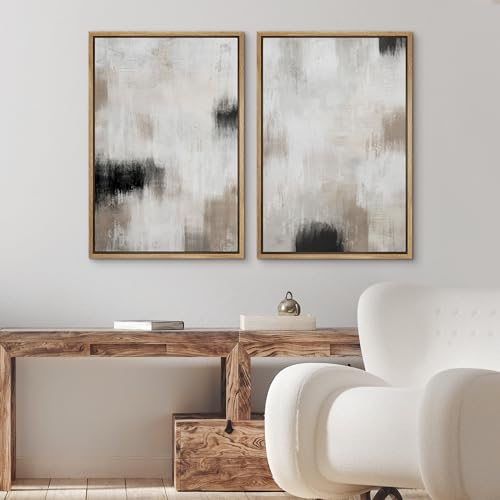 Ashbrook Framed Canvas Print Wall Art Set Minimalist Seashore and Waves Illustrations Modern Art Decorative Minimal for Living Room, Bedroom, Office - 16