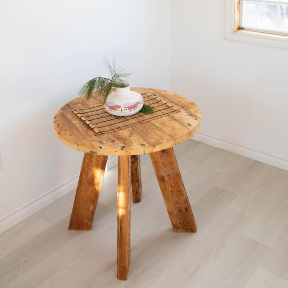 Large Rustic Table, Circular Wood Coffee Table, Unique Recycled Wooden Large Circular Table, Round Coffee Table, Modern Contemporary Living Room Furniture, 30