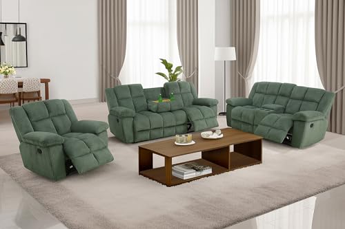 A Ainehome Manual Recliner Sofa Set, Corduroy Recliner Chair, Modern Loveseat Sofa, Modern Reclining Sofa Couch and Recliner Couches for Living Room/Office(Sofa, green)