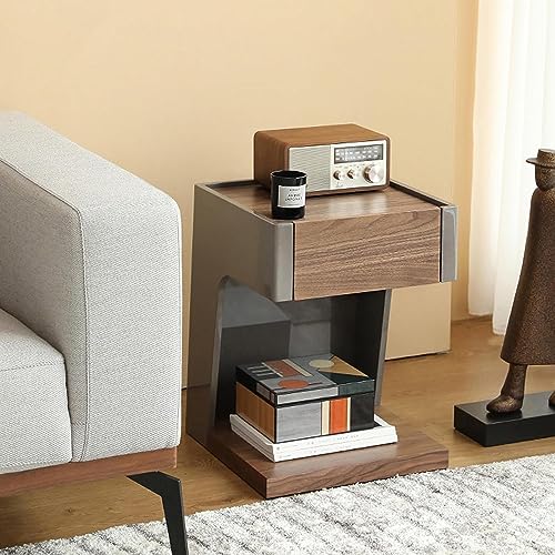End Table Solid Wood End Table C-Shaped Coffee Table Simple and Creative Bedside Table Bedroom Side Tables Living Room Center Table Space-Saving