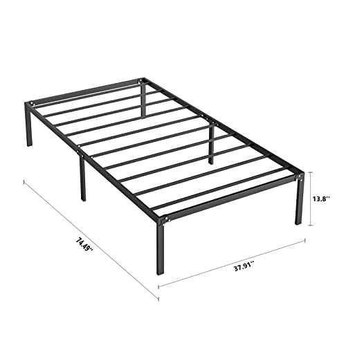 FEZIBO Queen Bed Frame, 13.8 Inch Metal Platform Mattress Foundation, No Box Spring Needed, Steel Slat Support, Easy Assembly