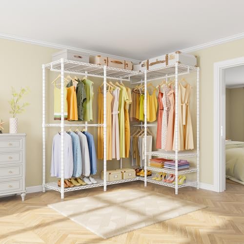 VIPEK L40 Garment Rack L Shaped Clothes Rack Freestanding Closet for Corner, Sturdy Metal Clothing Rack Portable Wardrobe Closet Rack for Hanging Clothes, 53.75