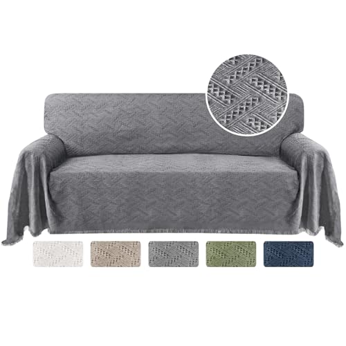 Turquoize Couch Cover Sofa Covers Washable Couch Covers for 3 Cushion Couch Throw Cover Sectional Couch Cover Furniture Cover for Pets, Kids Feature Geometrical Jacquard Fabric(71