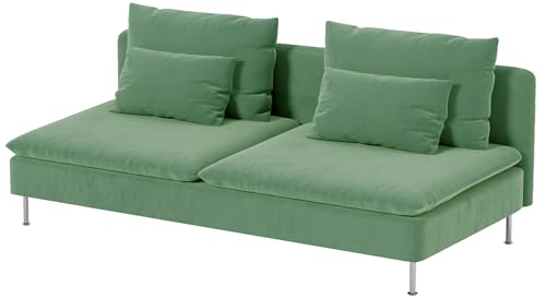 Durable Velvet Fabric Sofa Cover Compatible with IKEA SODERHAMN Couch Slipcover. Sofa Not Included! (Velvet Light Green, Chaise)
