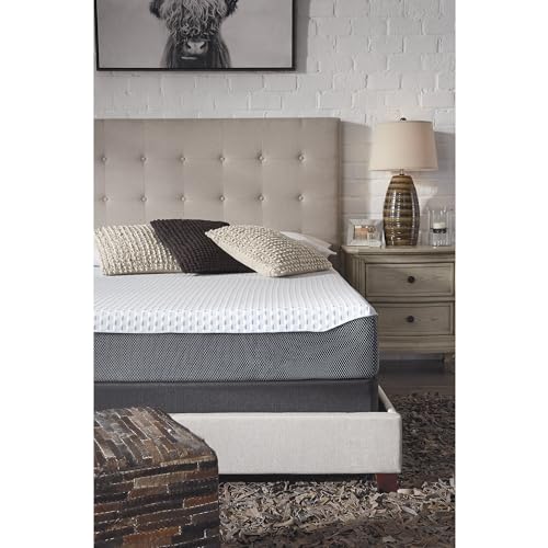Signature Design by Ashley Twin Size iKidz 7 Inch Firm Memory Foam Mattress with Stretch Knit Cover & Pillow Included, Blue