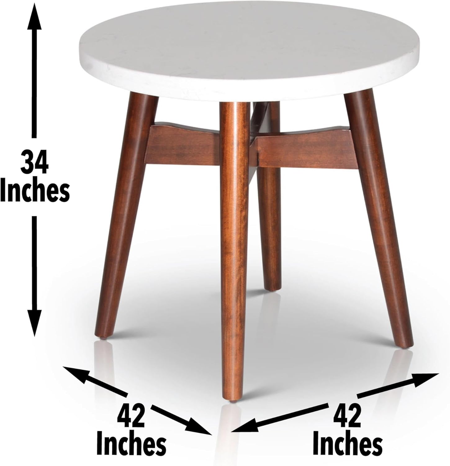 Serena End Table with Cherry Base and White Silverstone top