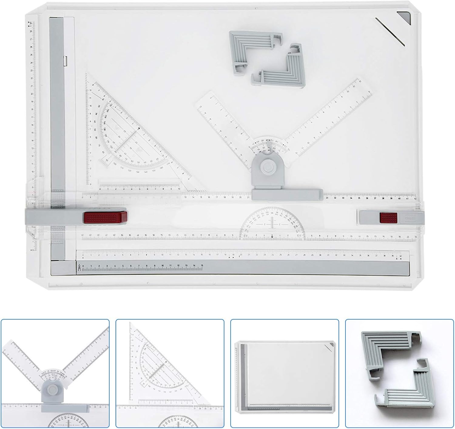 Metric Portable Drafting Table, Drawing Board Drafting Tools Set A3 Adjustable Drawing Board Kit with Ruler Protractor Paper Locater, Multi-Function for Architecture Artist Students Beginners