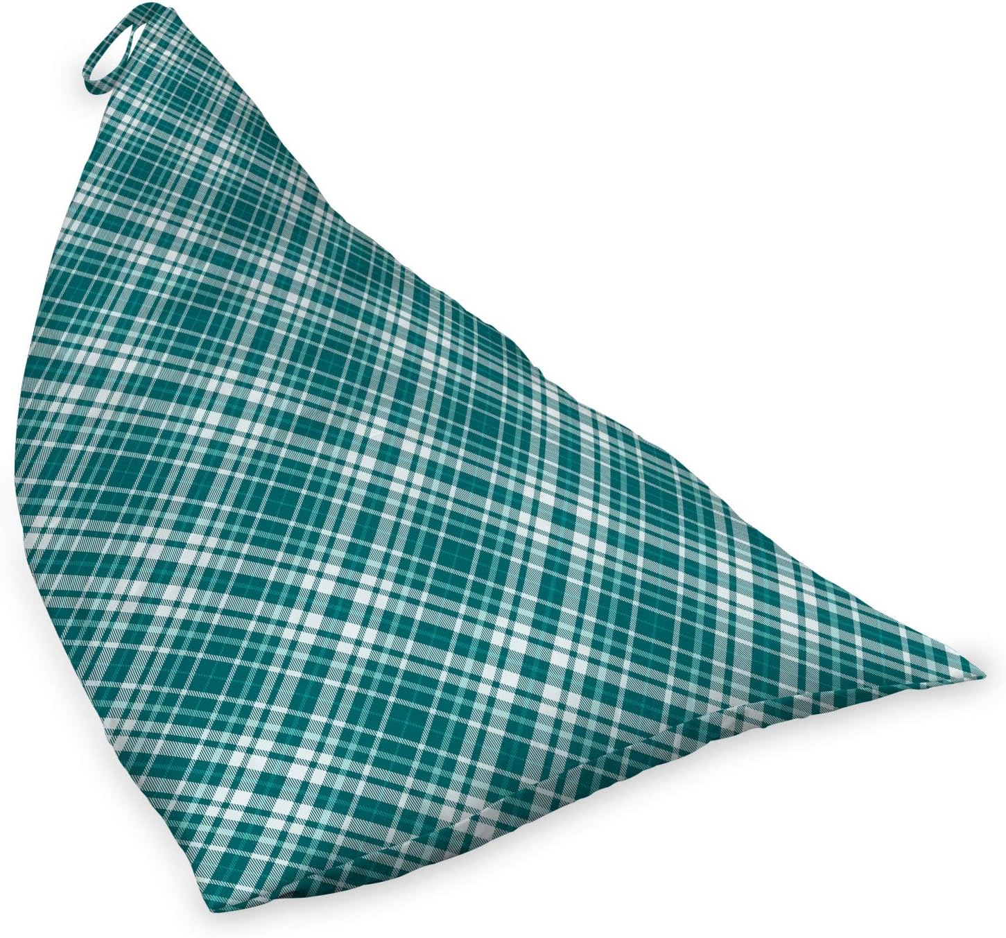 Ambesonne Tartan Lounger Chair Bag, Abstract Checkered Pattern in Monotone and Diagonal Design Retro Fashion Motif, High Capacity Storage with Handle Container, Lounger Size, Teal and White