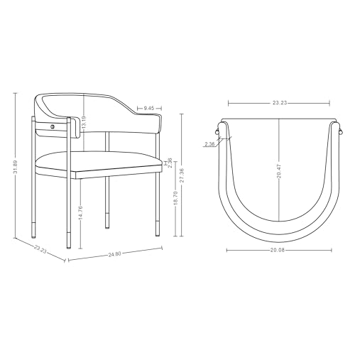 Manhattan Comfort Lia Boucle Dining Chair with High Density Foam Padding, Stunning Metal Frame with Gold Accents and Floating Back Design, Fully Assembled Kitchen Armchair, Grey