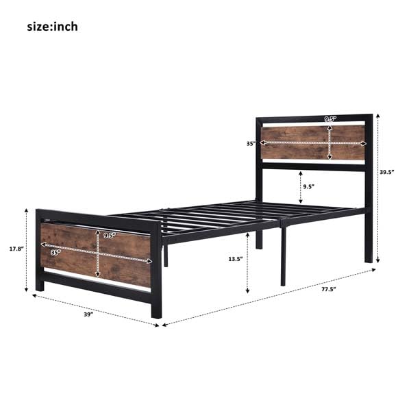 Full Size Platform Bed Frame with Headboard and Footboard, Modern Metal Platform Bed with Metal Slat Support and Under Storage Space for Bedroom Small Space Living, Easy Assemble (Black, Full Size)