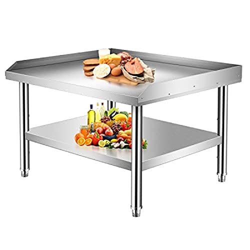 Stainless Steel Equipment Stand with Undershelf, NSF Commercial Prep & Work Table with Rear and Side Risers, Heavy Duty Grill for Kitchen, Bar, Restaurant, Home and Hotel,36x30x24