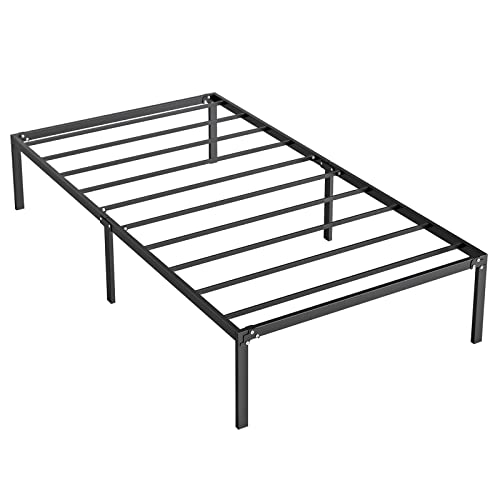 FEZIBO Queen Bed Frame, 13.8 Inch Metal Platform Mattress Foundation, No Box Spring Needed, Steel Slat Support, Easy Assembly