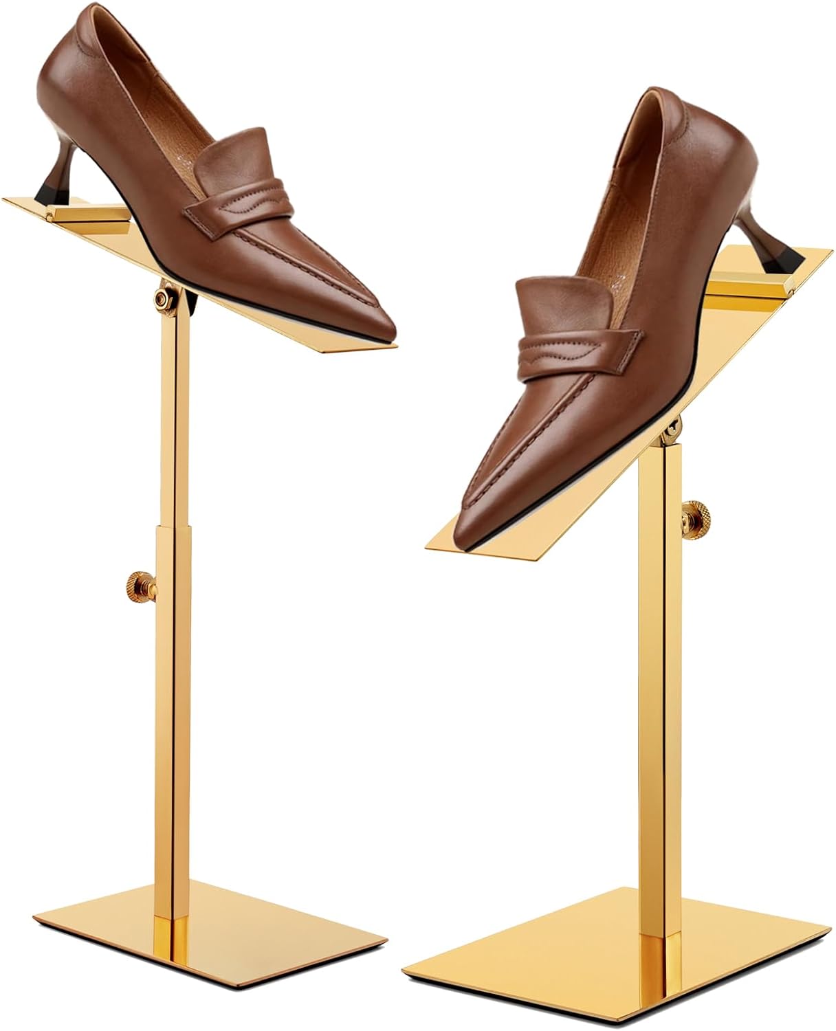 2pcs Adjustable Gold Shoe Display Stand and 4pcs Shoes Display Stand