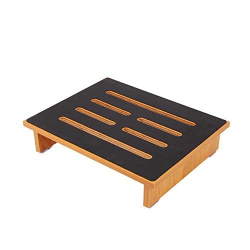 One Step Stools for Adults 6.5in with Non-Slip Rubber Stepping Surface, Indoor/Outdoor Wooden Step Stools, 550lbs Carrying Capacity, Suitable for Kitchen, Bathroom, Bedside Support