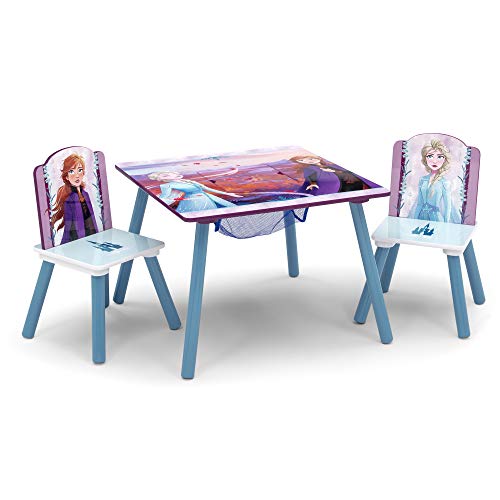 Delta Children Kids Table and Chair Set with Storage (2 Chairs Included) - Ideal for Arts & Crafts, Snack Time, Homeschooling, Homework & More, Disney Frozen II & Deluxe Toy Box, Disney Frozen II