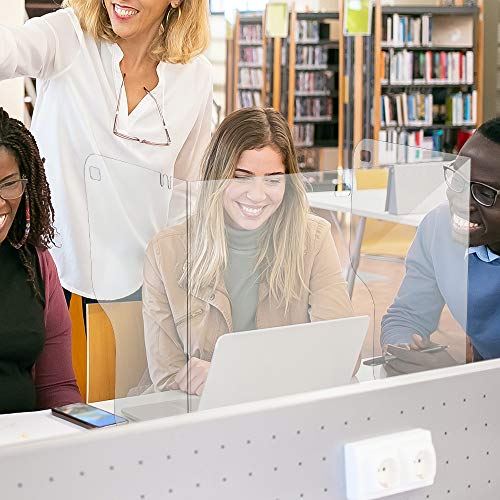 Fold Sneeze Guard Sheild for Counter Table and Desk for Business and Person Customer Safety，Plexiglass Barrier - PET for Offices Restaurant Classroom Hospital Shops (22.00X12.40X17.70 Inch) (5)