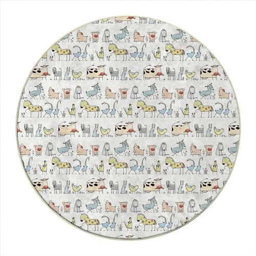 Round Rug 39 in Chevron Desk Chair Mat Multicolor Office Rugs for Rolling Chairs Office Chair Mat Protector for Carpeted Floors