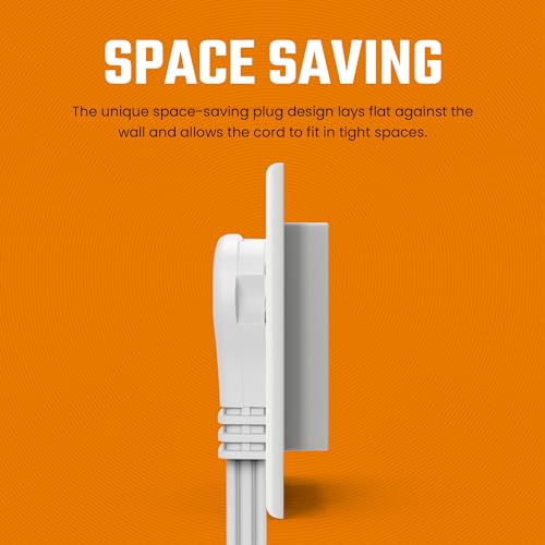 Flat 3-Outlet Extension Cord 30 Ft for Indoor Use by Bindmaster- UL-Listed 3-Prong Multi Extension Wire- Space-Saving Flat Angled Extension Cord (2 Pack)