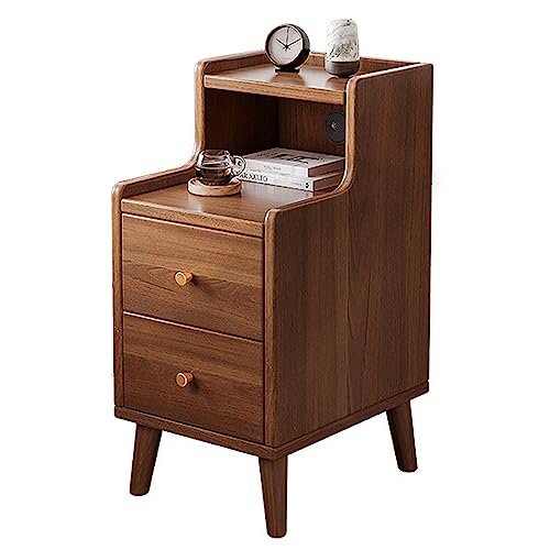 Modern Nightstand with 2 Drawers and Open Shelf - Sturdy and Multifunctional Side Table for Bedrooms, Living Rooms and Small Spaces (Size : Length:30cm/12in)