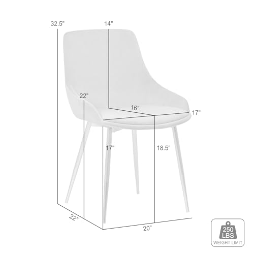 Armen Living Heidi Contemporary Upholstered Fabric Dining Room Accent Chair, 18.5