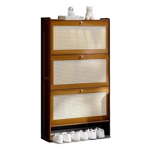 Shoe Storage Shelf Slim Shoe Storage Cabinet for Entryway, Bamboo Shoe Organizer with Flip Drawers, Free Standing Shoe Cabinet for Closet, Hallway Shoe Rack Organization Shelves
