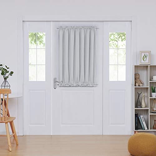 Deconovo Blackout Door Curtain - Dual Rod Pocket French Door Panel for Patio Sliding Window, Room Darkening Curtains for Living Room54x40 in, Beige, 1 Pc