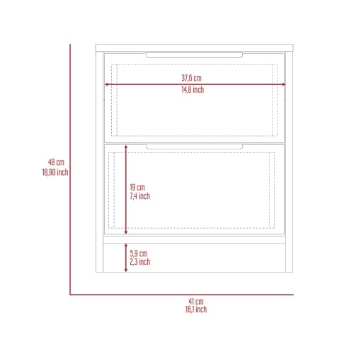 Egeo Nightstand: Two Drawers, Superior Top, Black/Pine Finish for a Stylish Touch