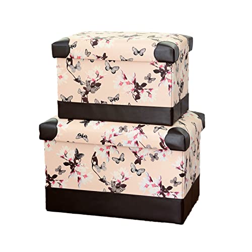 Ottoman Storage Ottoman Small Folding Ottoman Cube Table Multipurpose Foot Rest Short Sofa Stool Faux Leather Ottomans (2 Pack)