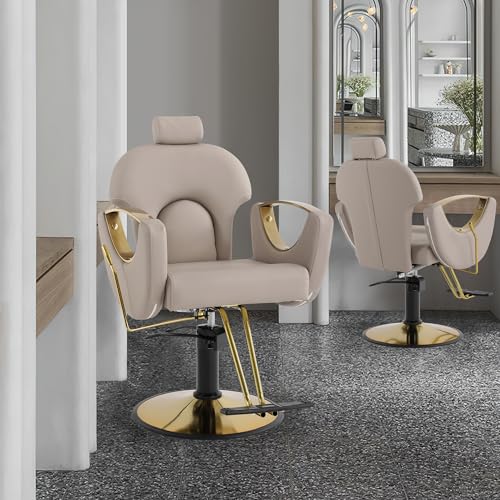 Salon Chair for Hair Stylist- Barber Chair Hair Chair with Headrest, Extra Thick Seat and Durable Steel Construction, Shampoo Salon Equipment