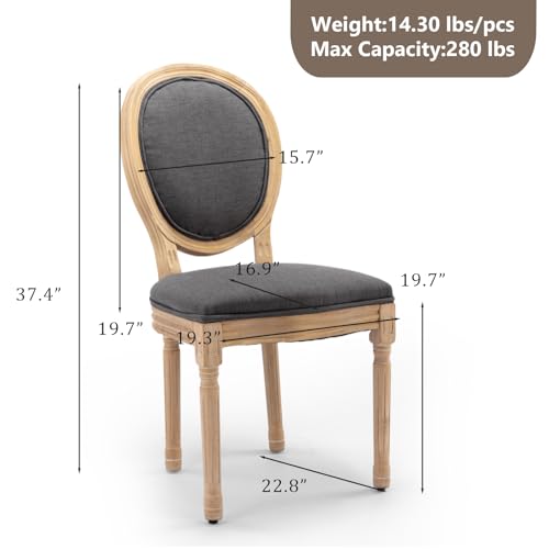 Rattan Back Upholstered Dining Chairs Set of 4 French Country Oval Kitchen Side Chairs with Wood Legs for Dining Room, Kitchen, Restaurant(Beige-Rattan)