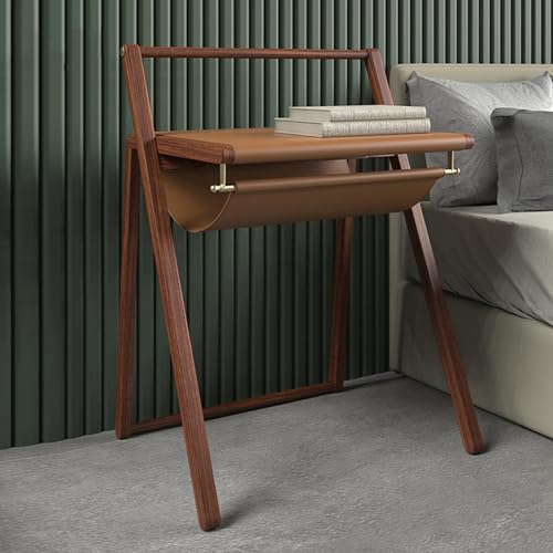 Computer Desk Side Table Modern Home Wooden Desk 28-inch Small Desk with Leather Table Mat Creative Study Writing Desk with Unique Storage Space Gaming Desk Large Desk(Size:Teak) (One