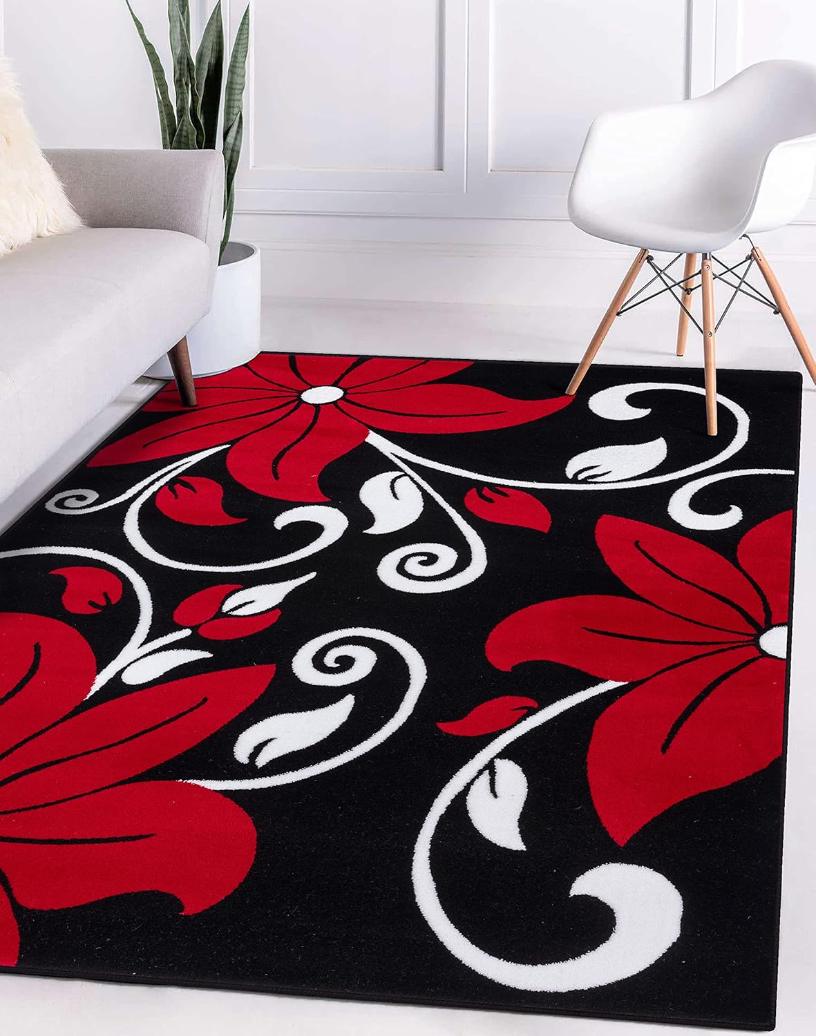 LUXE WEAVERS Floral Modern Red 8x10 Area Rug for Living Rooms