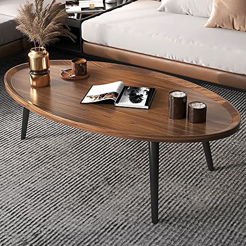 MIINO Oval Coffee Table, Wooden Rustic Coffee Table Mid-Century Modern Oval Cocktail Table Center Table for Living Room Furniture, Easy Assembly and Clean