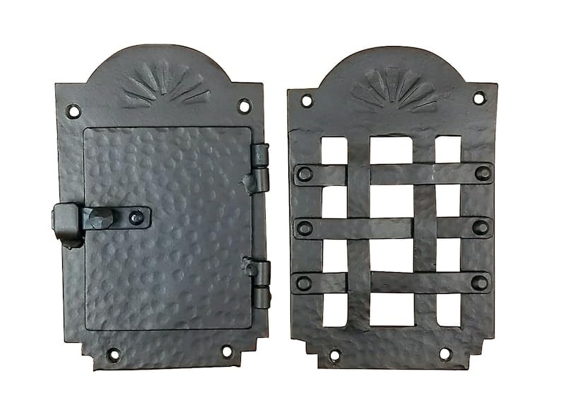 Grille, Iron Door Viewer, Old Hacienda Style (2 pc. Iron Door Viewer Kit), Speakeasy Window, Rustic (Black Powder Coat)