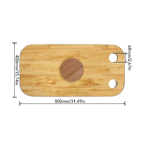 RV Wood Table Top Removable Table, Boat Table Top with 2 Cup Holders Solid Wood Removable Desktop Panel for Caravan RV Marine Boat Yacht Rectangle(Yellow) (Yellow)