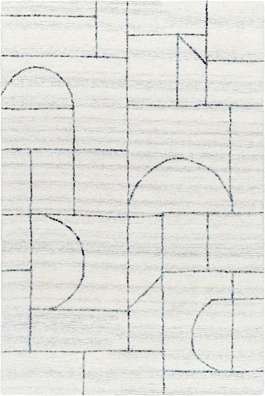 Mark&Day Wool Rugs, 9x12 Tyerra Modern Cream/Light Slate Area Rug, Grey Cream Carpet for Living Room, Bedroom or Kitchen (9' x 12')