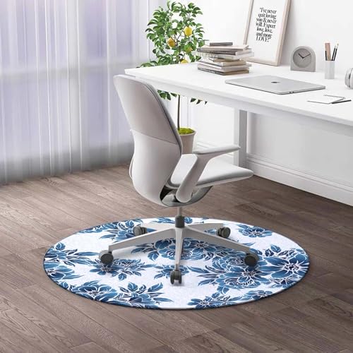 Round Rug 5 FT Hearts Office Desk Chair Mat Watercolor Computer Gaming Rolling Chair Mat Anti-Slip Hard Floor Desk Chair Protector for Home Office