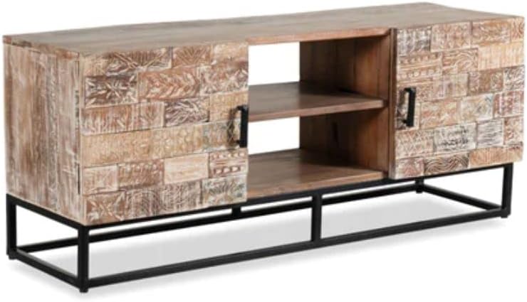 Hand Carved Wood Modern Tv Stand Handmade Solid Wood Tv Stand Solid Wood Media Console Industrial Style Tv Stand Tv Console Wood Modern Tv Stand Handmade Solid Wood
